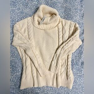 NWT - Madewell Chunky Cable Knit Sweater, Turtleneck, size Medium